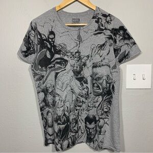Marvel Superheroes Gray All Over‎ Print AOP Tee Medium Y2K